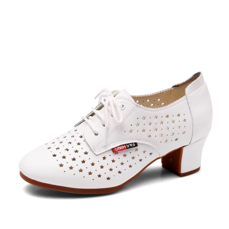  Summer Fashion Dance Ladies Shoes Sports Women High Heels Shoes Woman Mesh Thick Pointed Leather Toe Sandals New Girl