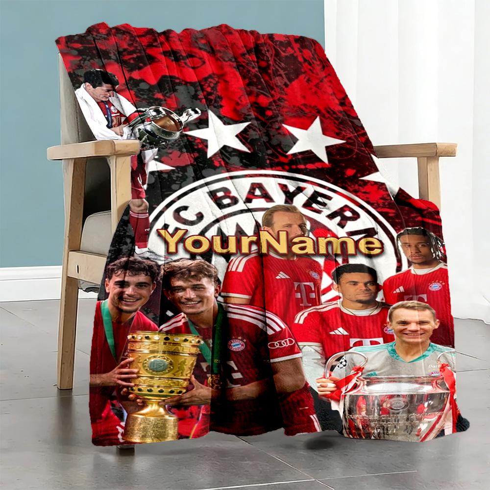 Bayern Munich Personalized Text Blanket Multi-purpose Personalized Blanket Durable Comfort Great for Office Chair Seaside Office Couch