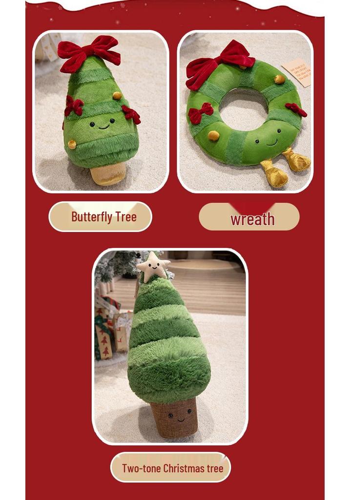 Plush Christmas Tree & Wreath Dolls, Throw Pillows, Ornaments, & Decorations for Kids