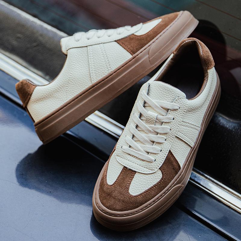 Dexun Shoes Men's Genuine Leather 2025 Spring and Autumn New Little White Shoes Men's Rubber Sole Matte Leather Single Shoes Men's Retro Board Sh