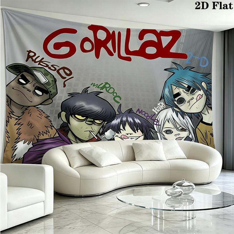 Gorillaz Wall Tapestry Aesthetic Wall Hanging Printed Fabric Blanket Decorative Tapestries for Bedroom Living Room Home Decor
