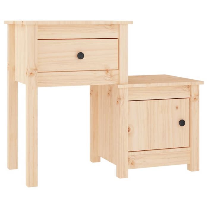 Table de chevet - Maison Exclusive - Bois de pin massif - 1 tiroir et 1 porte - 79,5x38x65,5 cm