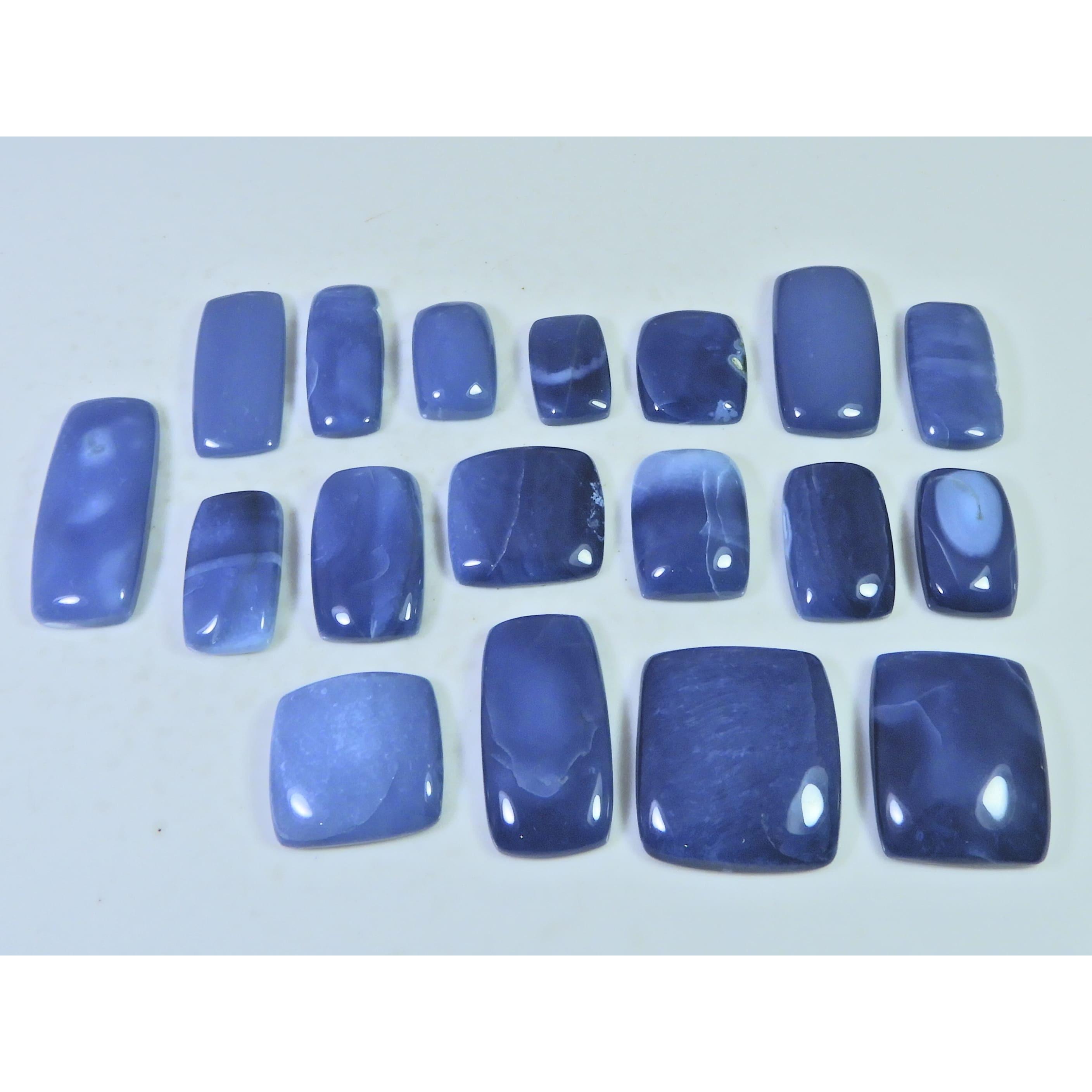 

225Cts. Natural Blue Opal Agate Octagon Cabochon Loose Gemstone 18Pcs Lot C-1871