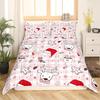 Gingerbread Man Xmas Theme Duvet Cover Christmas Comforter Cover Cartoon Snowman Christmas Tree Bedding Set Pink Quilt Cover