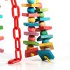 Colorful Parrot Cage Wood Chew Bite Toys Pet Bird Hanging Swing Scratcher Perch