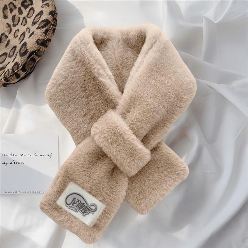 

Женский и детский зимний шарф-манишка из искусственного кроличьего меха - Плюшевый, ветрозащитный и милый аксессуар для защиты от холода 80cm