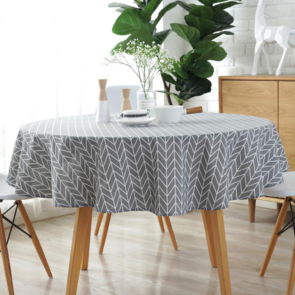 Styl Północnoeuropejski Mieszanka Terylenu i Bawełny Okrągły Obrus Wielokolorowy Trójkąt Biała Linia Szary
