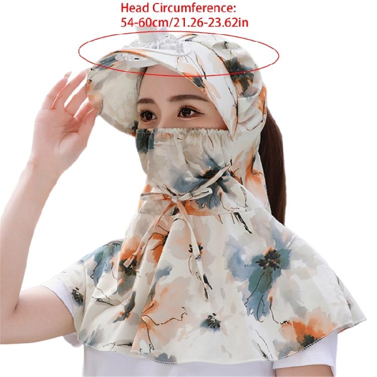 Summer Sun Hat with Fan for Women Girls Neck Flap Adjustable Hat Sunshades