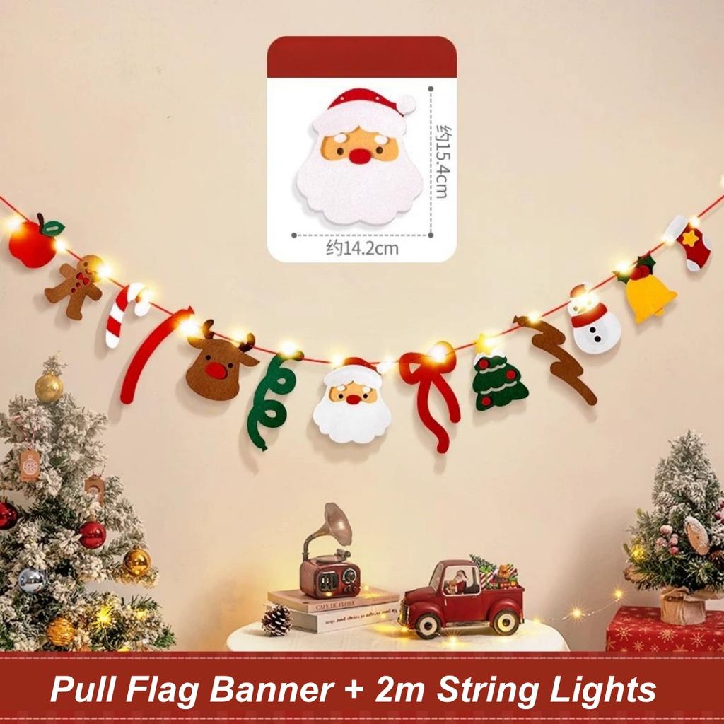 Holiday Hanging Decor Handmade Light String Decoration Christmas Banner Festive Merry Christmas Decoration For Home Fireplace