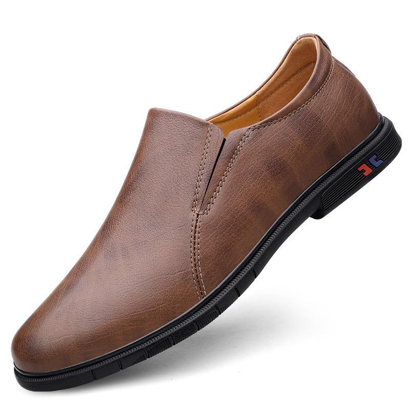 Men's shoes loafer leather shoes outdoor business casual shoes spring low-top foot-fitting leather first-layer cowhide surface single shoes
