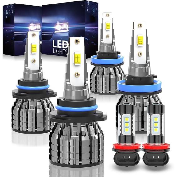 Lights Bulbs For Chevy Blazer 2000 2001 2002 2003 2004 2005, High Beam Low Beam And Fog Light Bulb Set, 6500K White Light, 500% Brightness, Plug And