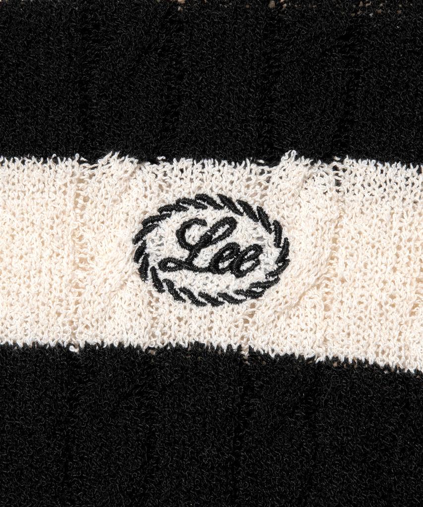 LEE Women'S Striped Cable Short Sleeve Knit Black