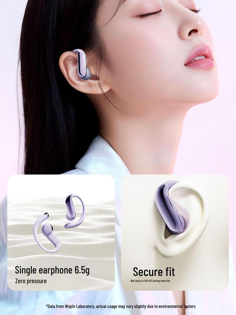 Wopin Open-Ear Clip Bluetooth Earphones: Wireless Noise-Reducing, Compatible with Apple & Huawei for Sports and Cycling Calls