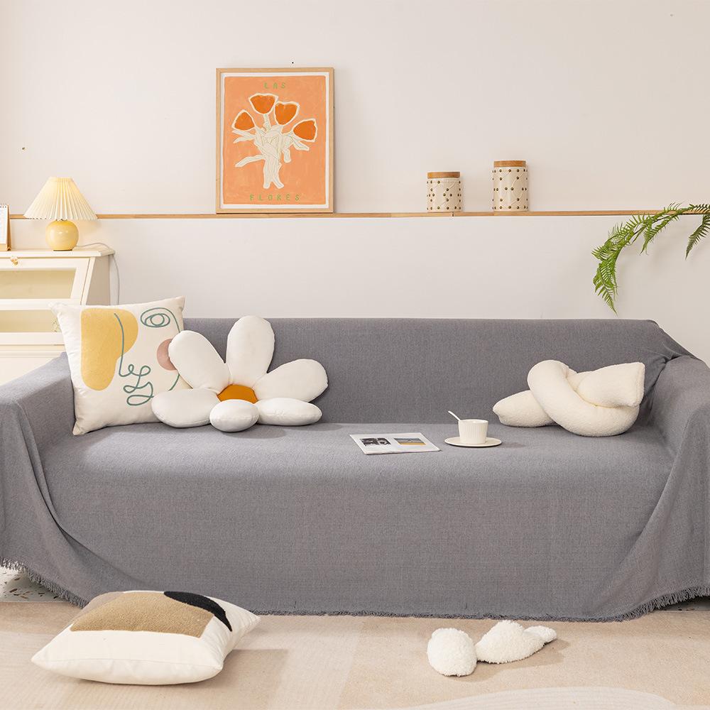 

Solid Color Sofa Cover Towel Chenille Sofa Cushion All-Inclusive Non-Slip Cover Cover Modern Simple Universal Cover Cloth 180*130