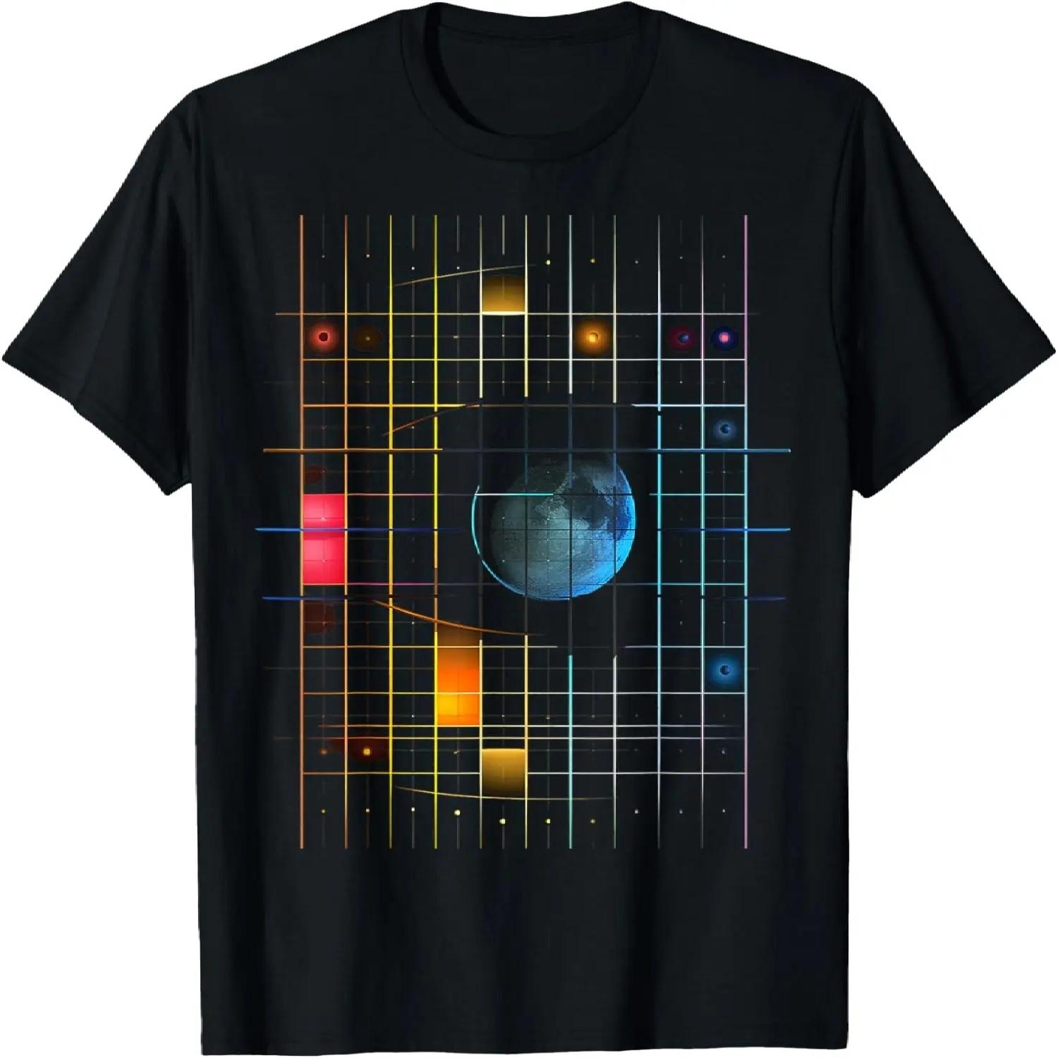 Planet Polygon Art Geometric Graphic Artwork Planet T-Shirt S