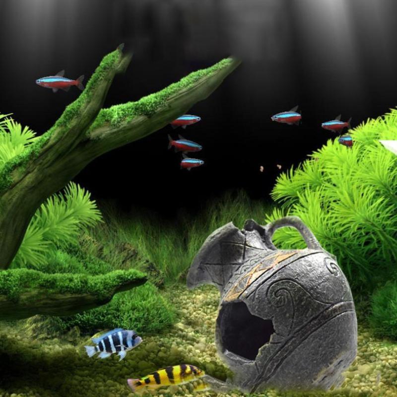 Aquarium Resin Vase Decor Betta for Tank Accessories for Freshwater and Saltwate