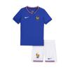 Nike Sezóna 2024 Francouzský Tým Domácí Verze pro Fanoušky Logo Značky Odznak s Logem Vyšívaný Fotbalový Dres s Krátkým Rukávem Šortky s Elastickým Pasem Dětský Styl