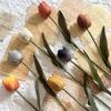 Luxury Tulip Single Fake Flower PU Retro Color Simulation Bouquet Home Wedding Hotel Decoration Bridal Holding Flower Prop Photo