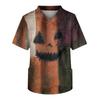Men's Printing Short Sleeve V-neck Working Blouse Chest Pocket Carer Top