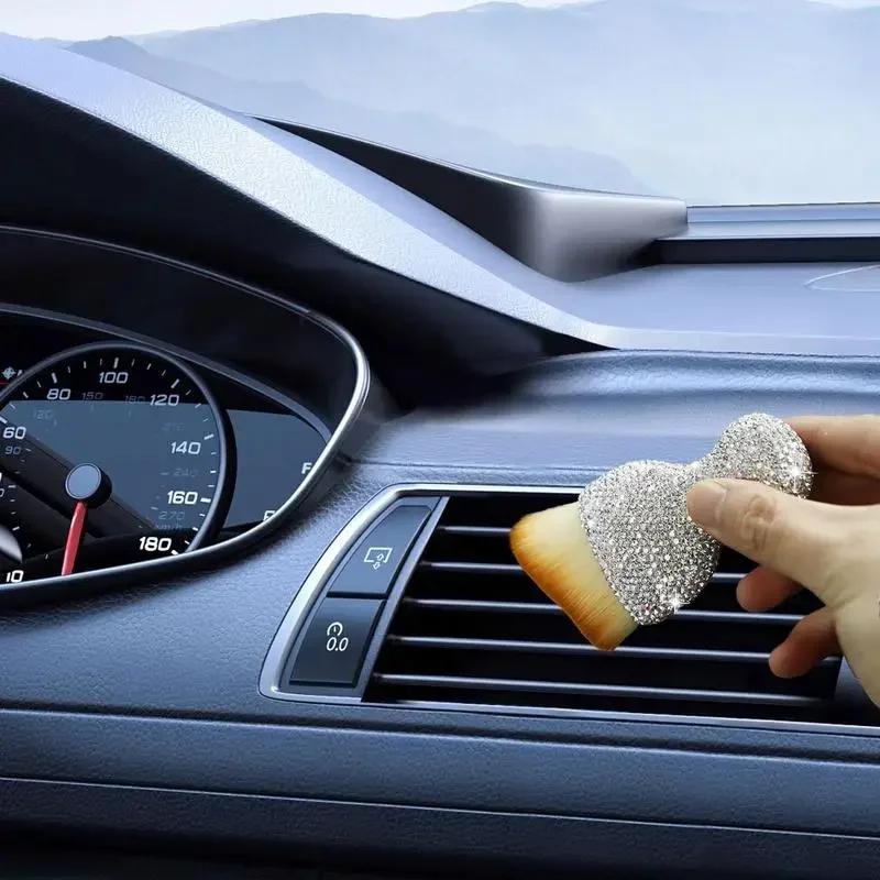 Bling Rhinestone Car Cleaning Brushes Auto Detail Brush Soft Bristles Multifunctional Auto Interior Detailing Brush Computer