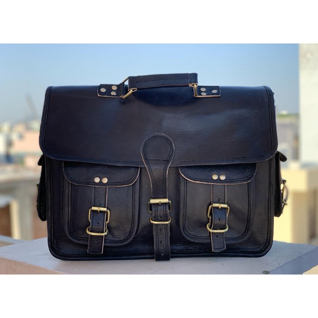 Neue Herren Vintage Leder Laptoptasche GROSSE Aktentasche Messenger Schultertasche