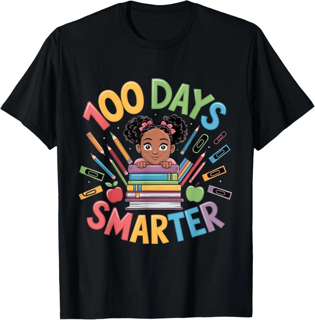 100 Days of School  Shirt Afro Girl Kids 100th Day Teacher T- Shirt