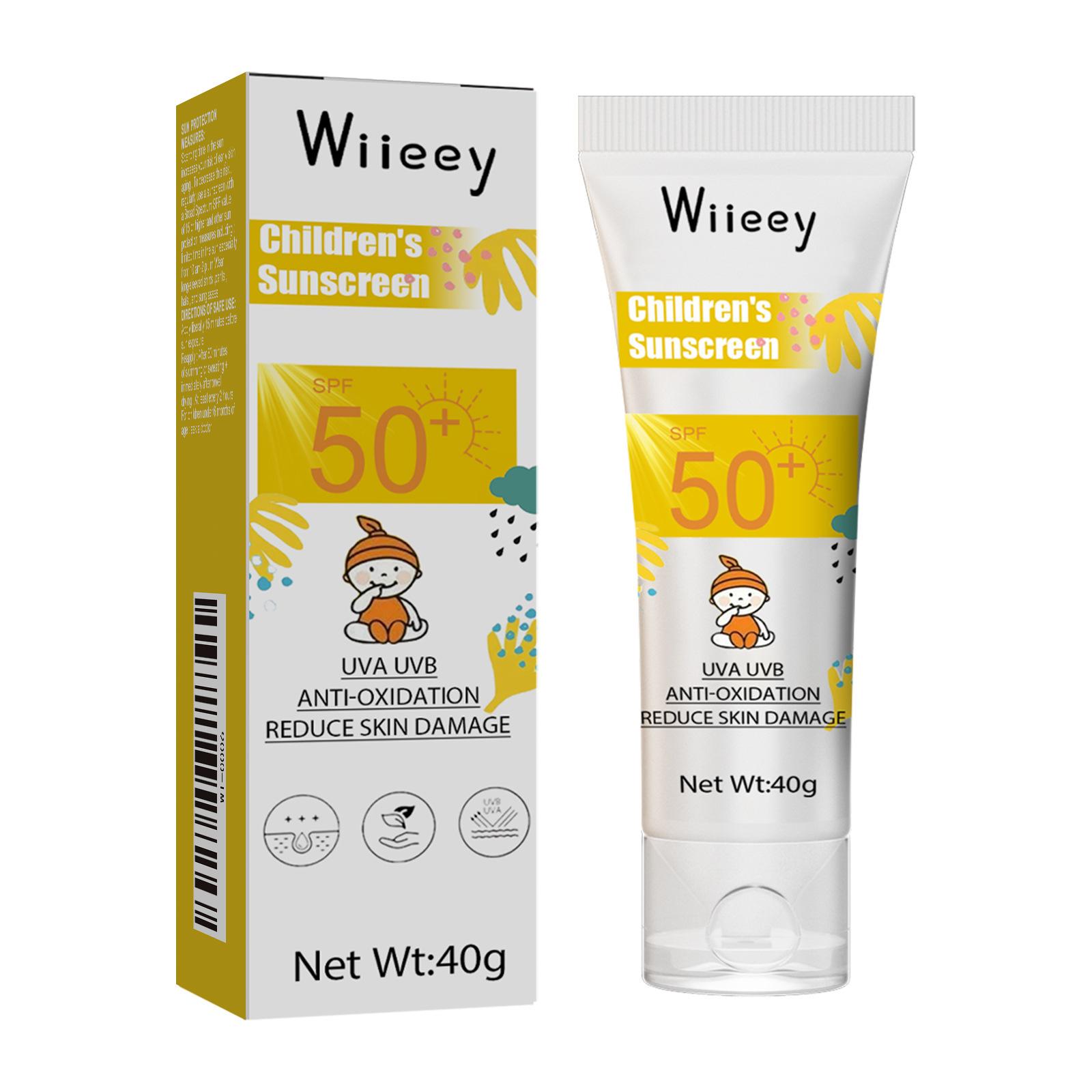 Wiieey Children s Sunscreen SPF50+, Gentle & Non-Irritating, UVA/UVB Protection for Kids, Water Resistant 40g
