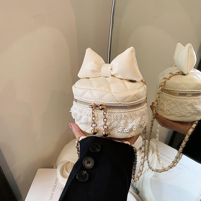 Adorable Mini Box Bag With Bowknots And Lace Chain Chic Style For Boys And Girls