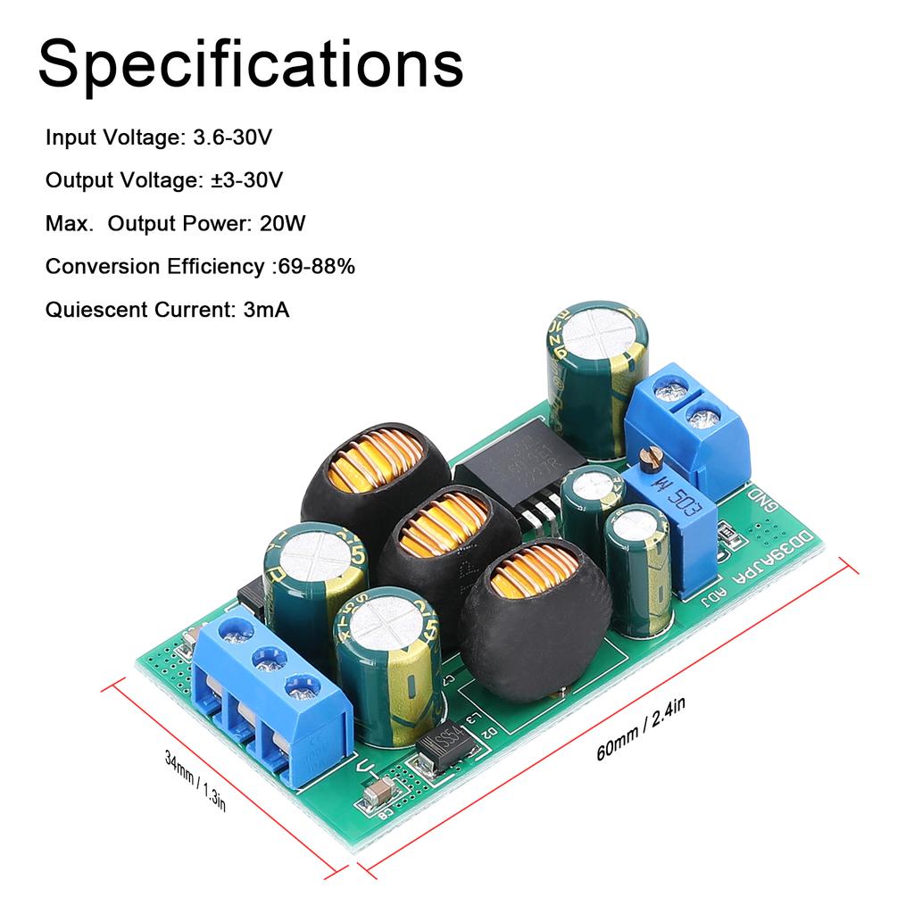 DC-DC Boost Buck Converter 3.6-30V To +/-3-30V Voltage Step-Up/Down Power Supplys Module 20W Positive