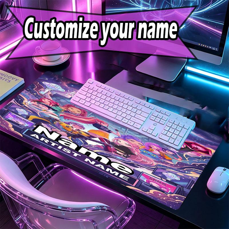 Custom Name Personalized Kpop Demon Hunter Pattern Mousepad, Laptop PC Desk Mat, Decorative Desk Mat for Home Keyboard Pad Gift