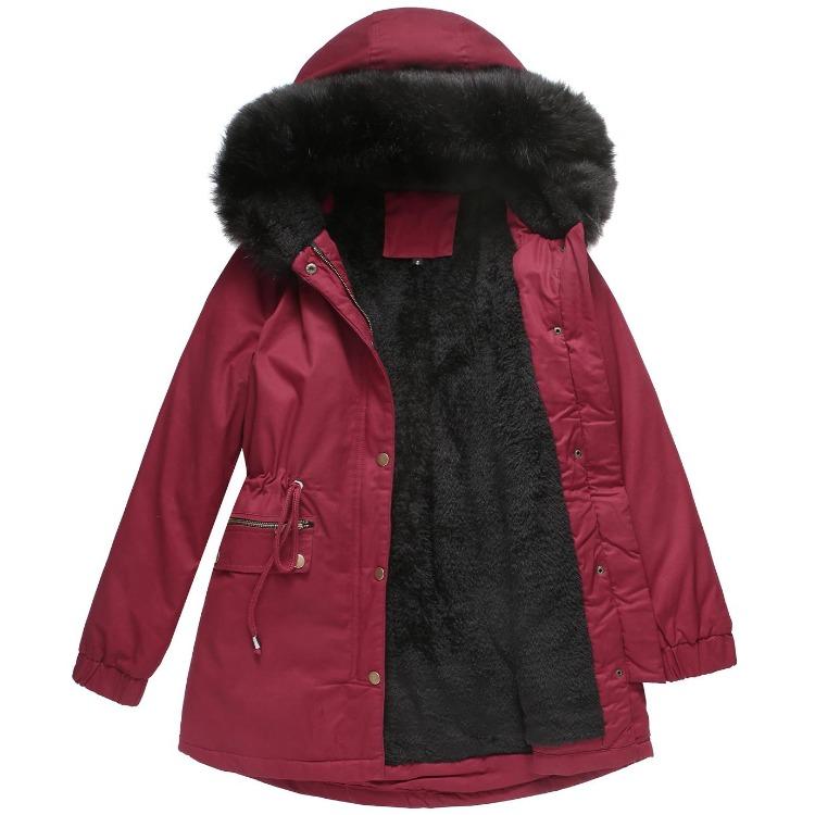 Women Warm Hooded Long Winter Parka Coat Fleece Lined Padded Thickened Military Puffer Jacket Faux Fur Overcoat Casual Fashion Outerwear New