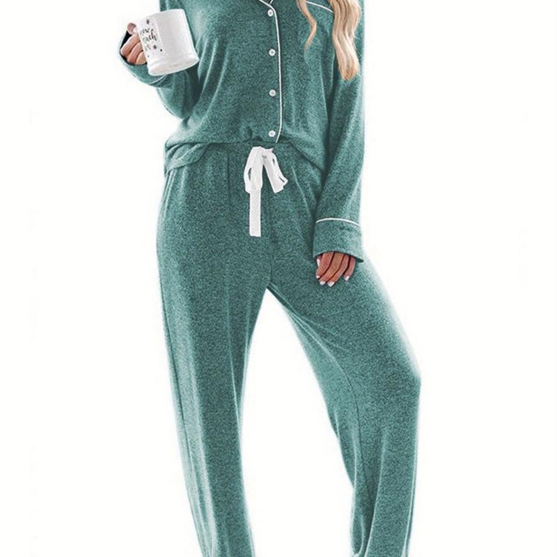 Women's Long-Sleeve Pajama Shirt - Casual Button-Down