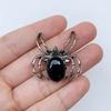 Natural Gem Stone Spider Brooch for Backpacks Jackets Hats Pants Jewelry Accessory Natural Quartz Halloween Spider Pin Brooch