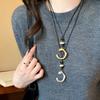 LATS Irregular Matte C-shaped Pendant Necklace for Women New Design Personality Long Adjustable Rope Sweater Chain Trend Jewelry