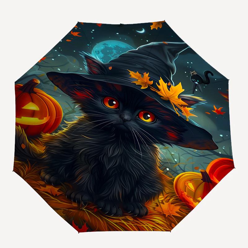 Witchcraft, Halloween Theme 8 Bone Hand Automatic Folding Umbrella, Compact and Portable Design, A Perfect Gift for Birthday, Christmas or B