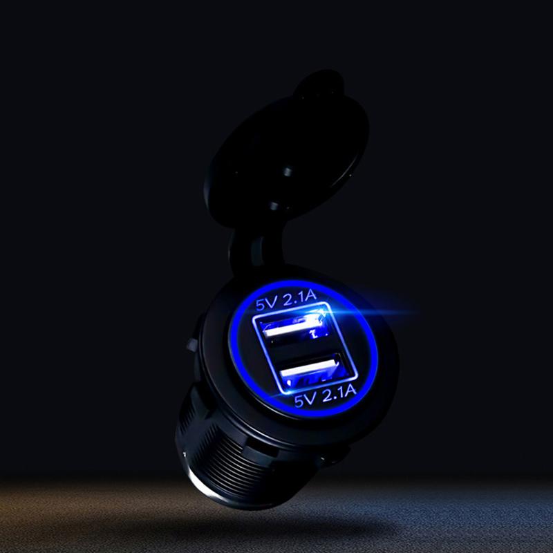 1Pcs 5V 2.1A/1A Car Charger Waterproof Port Socket Cigarette Lighter 12V/24V Dual Usb Outlet Replacement For Rv Camper Accessory