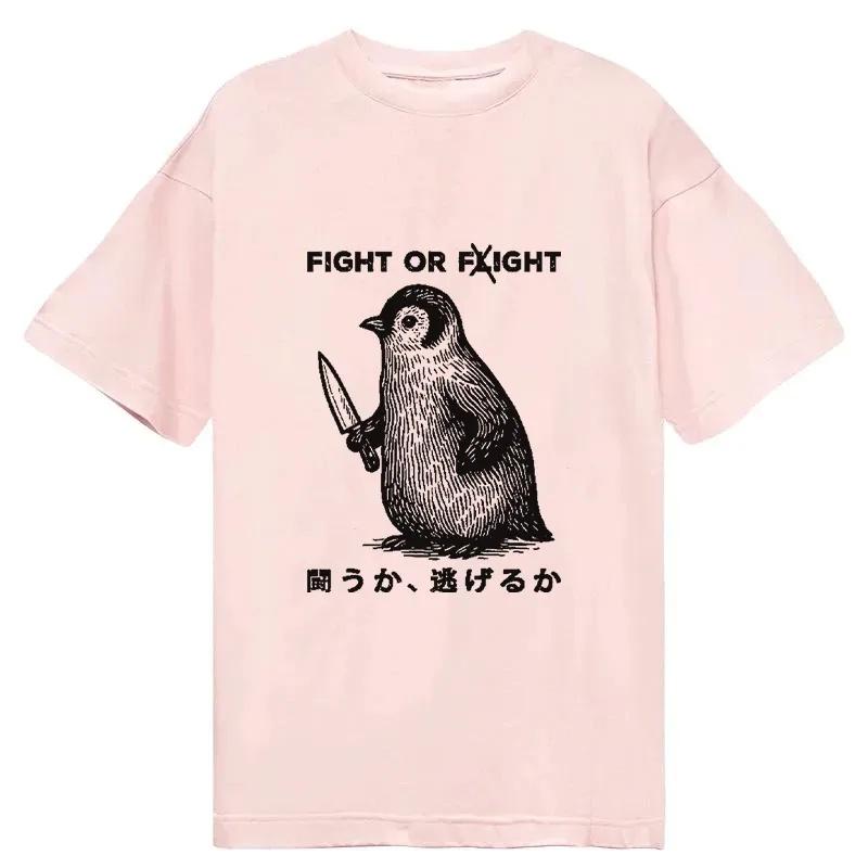 FIGHT OR FLIGHT Printed Cotton Meme Tshirt Men and Women Fashion Comfortable Short Sleeved Shirt SpringSummer New Collection