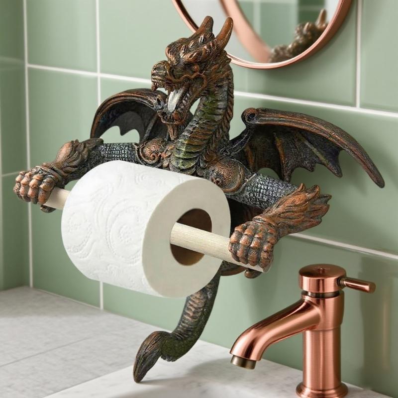 Unique Dragon Toilet Paper Roll Holder Bathroom Toilet Paper Stand Wall Mounted Tissue Roll Holder Storage Rack Shelf