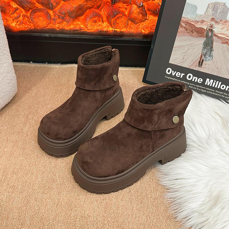 Women's thick-soled winter lightweight warm one-step padded snow boots non-slip wear-resistant casual sneakers plush Martin cotton boots