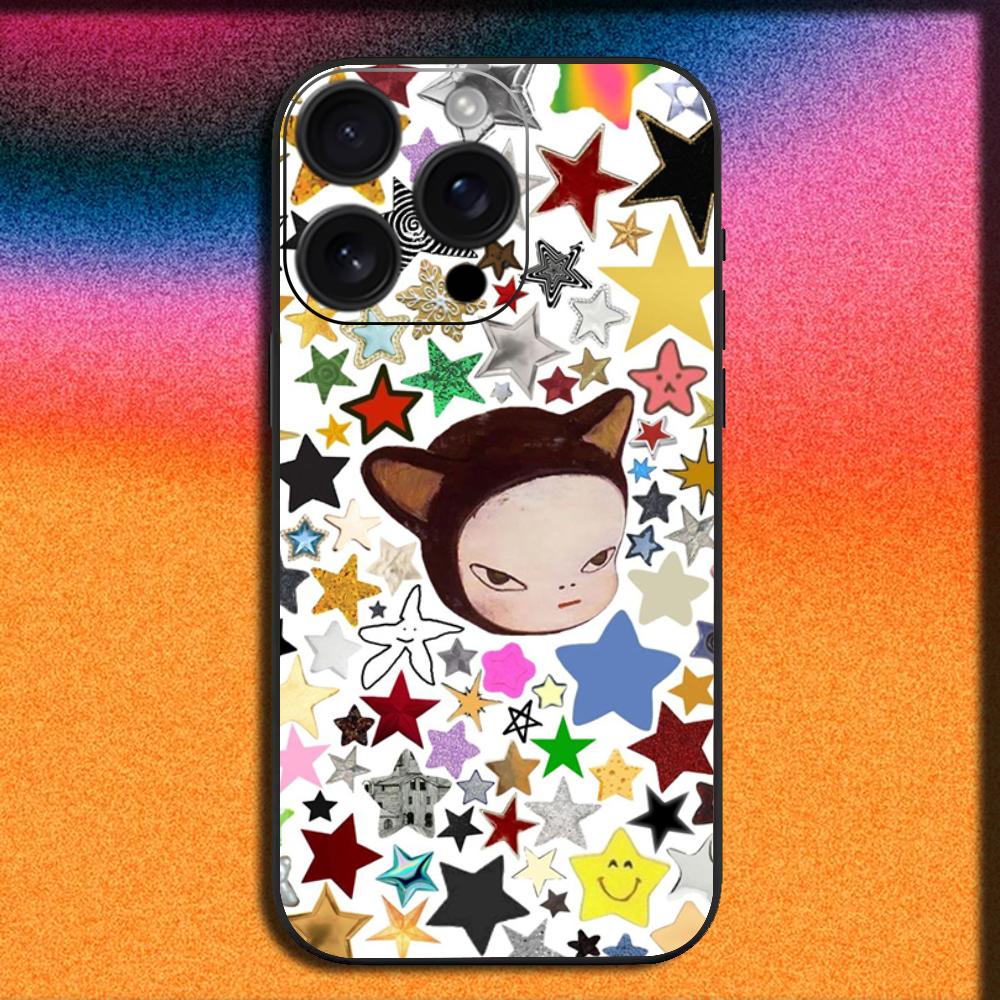 Japan Art Y-Yoshitomo Nara Phone Case For iPhone 16,15,14,13,12,11,Pro,XS,Max,XR,Plus,SE,Mini Soft Black Cover