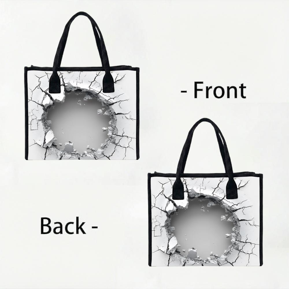 Creative Crack Pattern Tote Bag Large Capacity Casual Handbag for Daily Shopping Travel Commute