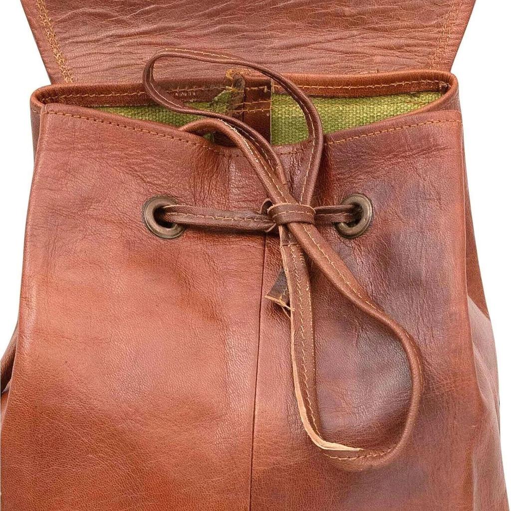 Genuine Goat Leather Rucksack Vintage Backpack Travel Bag Men's Laptop