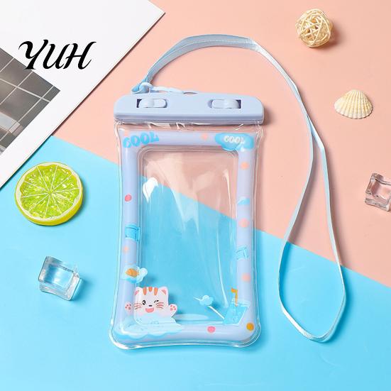 Floating Cell Phone Pouch Cute Waterproof with Airbag And Lanyard, Clear PVC Cellphone Dry Bag for Swimming Beach Touch Screen Water Pool, Sensitive