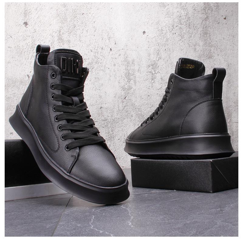 Trendy Men's 2024 White Hidden Heel High-Top Sneakers - Summer Casual Thick-Soled Martin Boots