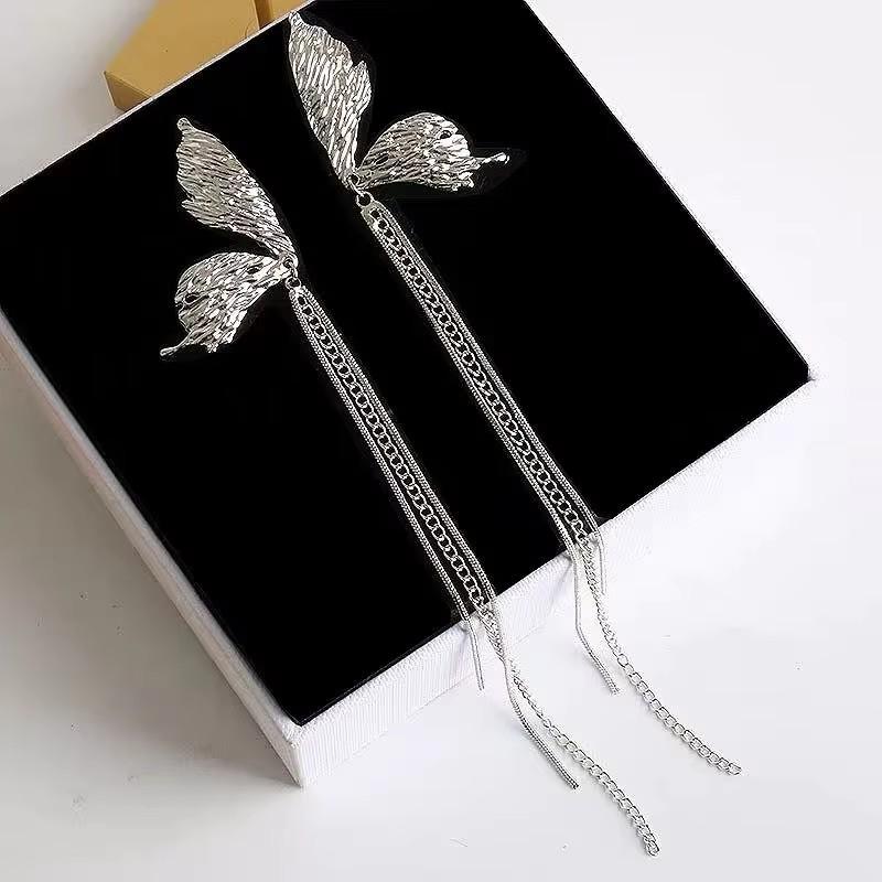 New Crystal Hanging Earrings for Women Korean Fashion Tassel Earrings Gold Color Metal Thread Dangle Earrings for Female