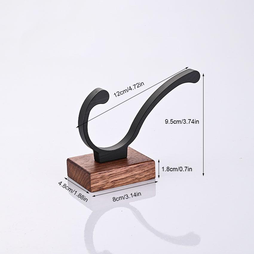 Walnut Bathroom Wall-Mounted No-Drill Adhesive Hook, Solid Wood & Space Aluminum