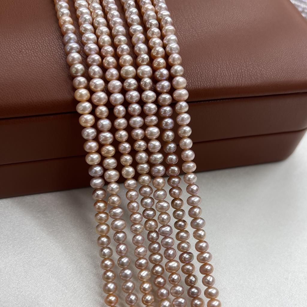 1String, Natural Freshwater Pearls, 4-5mm, Handmade Near Round Pearl Beads for Jewelry Making DIY, Cheapest Items Available 36cm