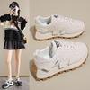 2025 Spring Women's Breathable White Korean Style Sneakers - Thick Sole Versatile Sports Casual Running Shoes