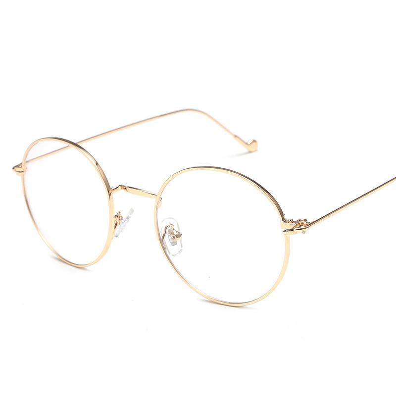 Glasses Women'S Japanese Literary And Artistic Round Frame Plain Glasses Frame Harajuku Retro Glasses Men'S Gold Silk Can Be Matched With Myopia