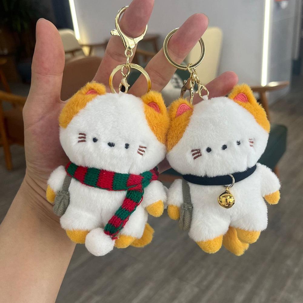 Travel Kitten Cat Plush Keyring Bell Plush Cat Doll Keychain Plush Cat Bag Pendant  Female Girls